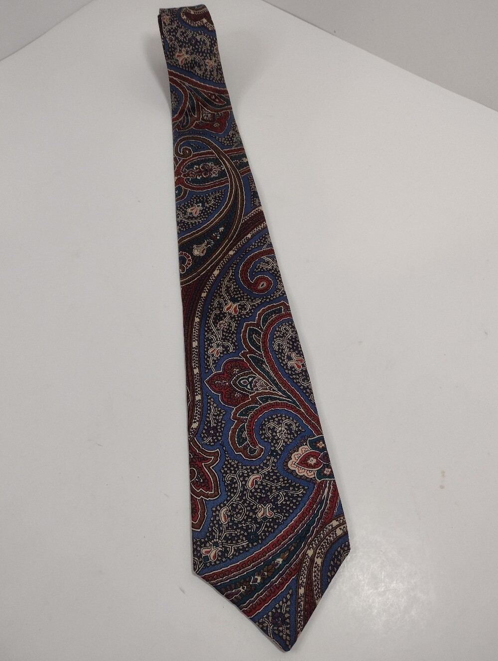Geoffrey Beene Paisley Tie in Burgundy, Blue, and Brown Paisley Patter 100% Silk